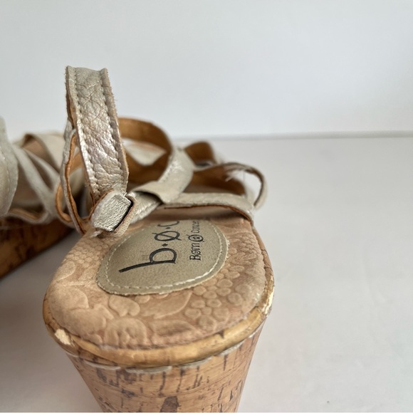 B.O.C. Gold Jayna Cork Wedge Platform Leather Sandals Boho Sz 8 - Picture 8 of 9
